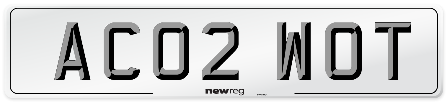 AC02 WOT Number Plate from New Reg
